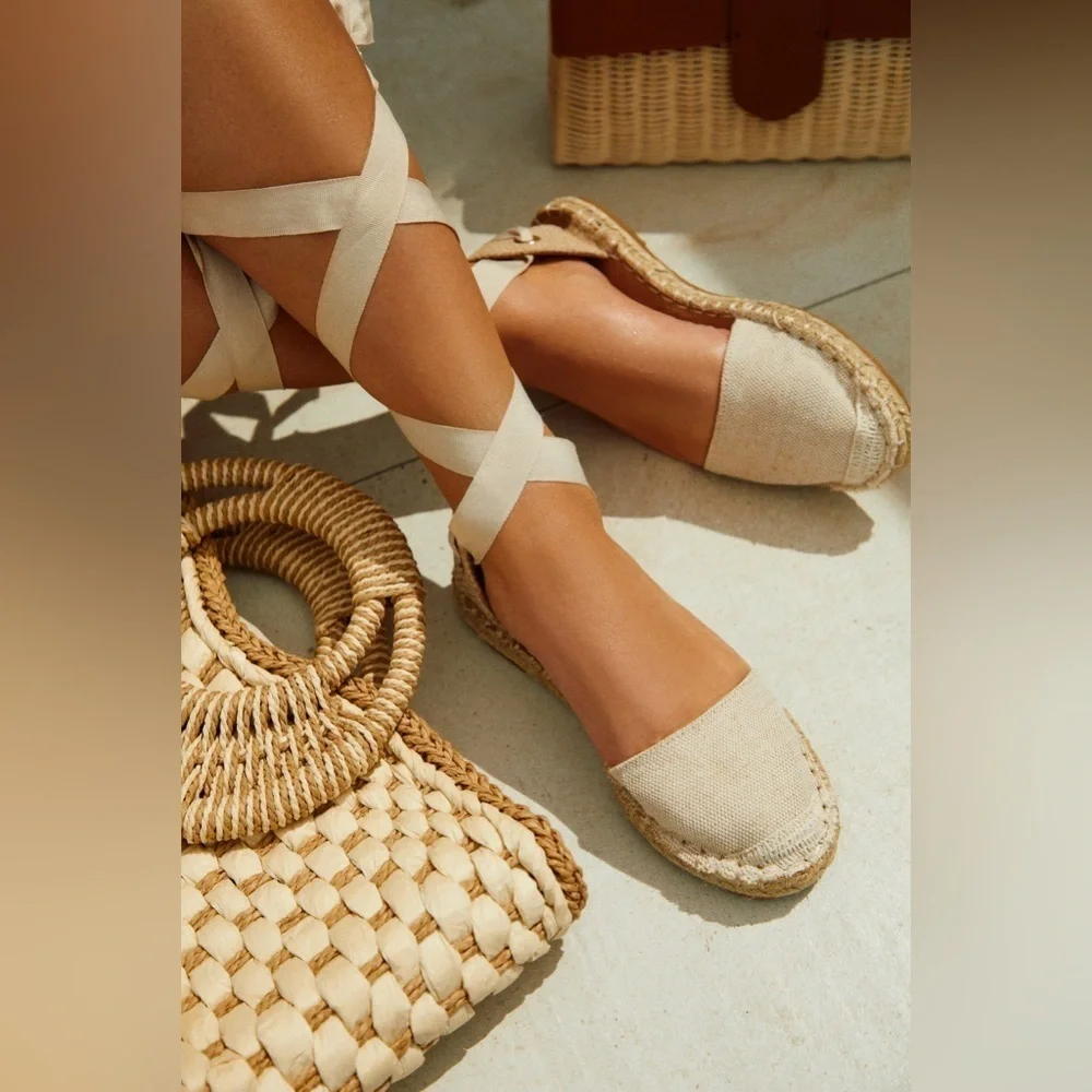 Soludos Gray Lauren Lace Up Espadrille Shoes 9.5
